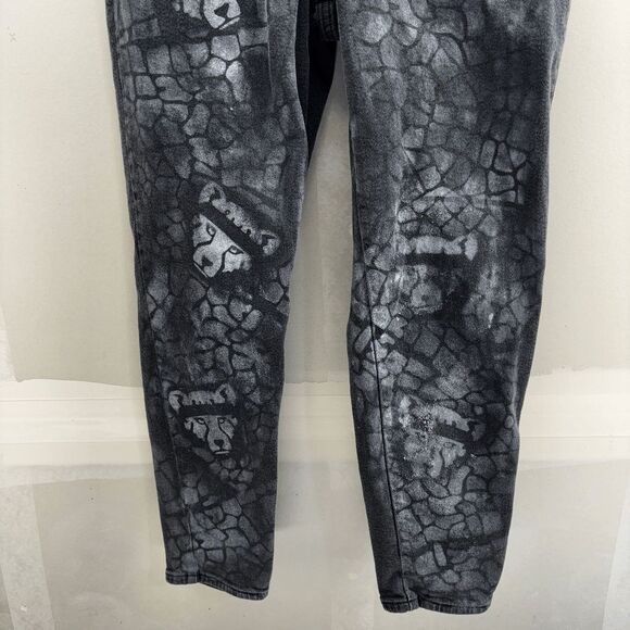 Levis SilverTab Mom Jeans 28 Black Womens High Rise Lion Cub Painted 28x28 - Picture 7 of 11